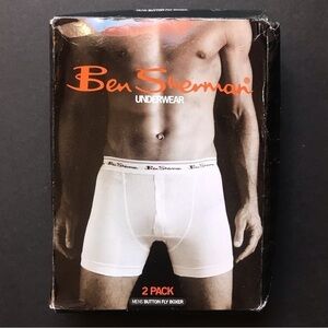 Ben Sherman 2 Pack Button Fly Boxers, Black, Size Large